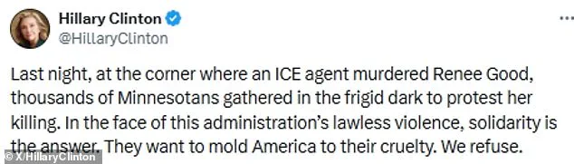 Breaking: Hillary Clinton Condemns ICE Shooting in Minnesota, Calls Death 'Murder' as Thousands Protest