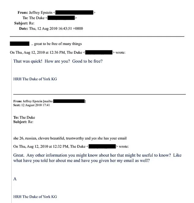 Discovery of Emails Between Prince Andrew and Jeffrey Epstein Revealed in U.S. DOJ Document Dump, Involving High-Profile Figures