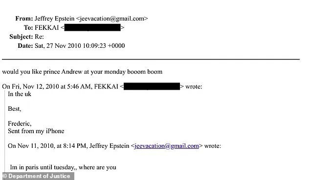 Jeffrey Epstein Emails Reveal Secret Network Involving Prince Andrew and Frédéric Fekkai