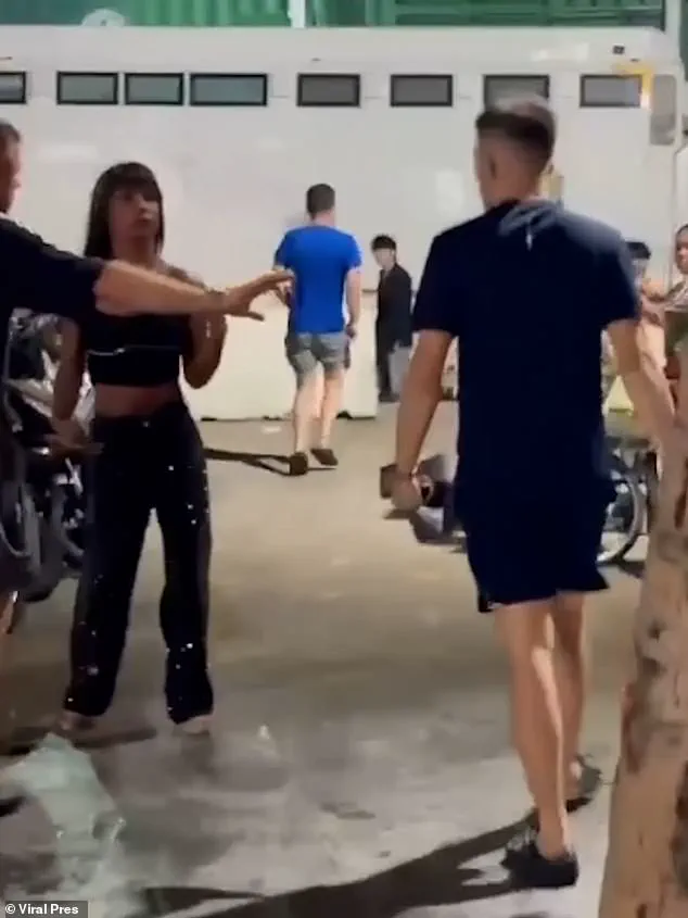 Violent clash erupts on Pattaya's Walking Street as British tourists confront transgender women in chaotic confrontation