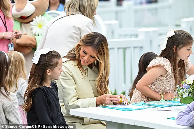 First Lady Melania Trump Dazzles in Cream Trench Coat at Easter Egg Roll