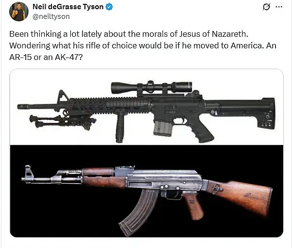 Renowned astrophysicist Neil deGrasse Tyson shares photo of wife's target practice, sparking political speculation