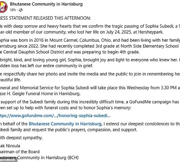 Coroner Rules Accidental Drowning for 9-Year-Old Sophia Subedi; Witnesses Describe Crowded Conditions at Hersheypark